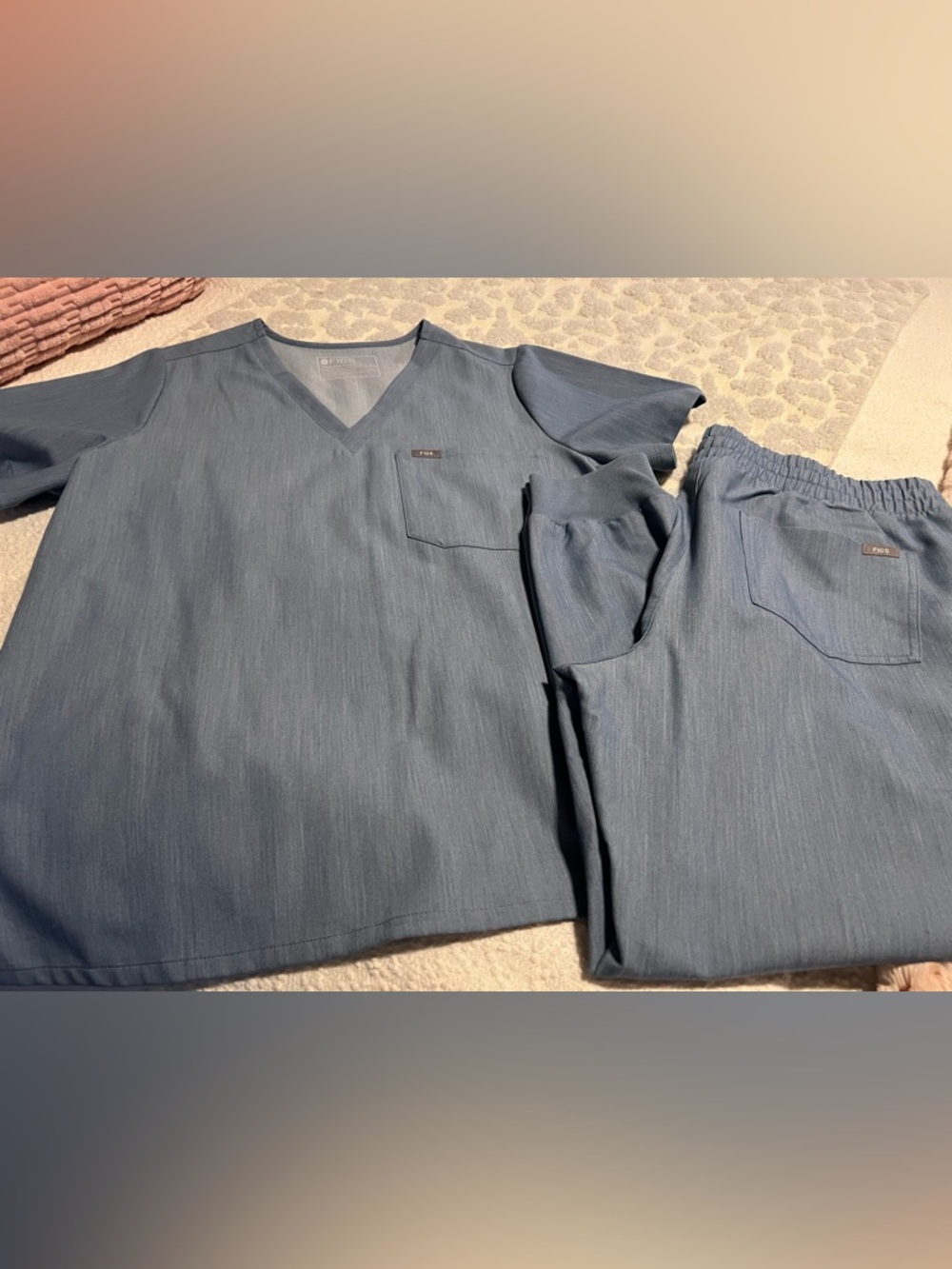 Women’s figs light blue Heather scrub set xl petite